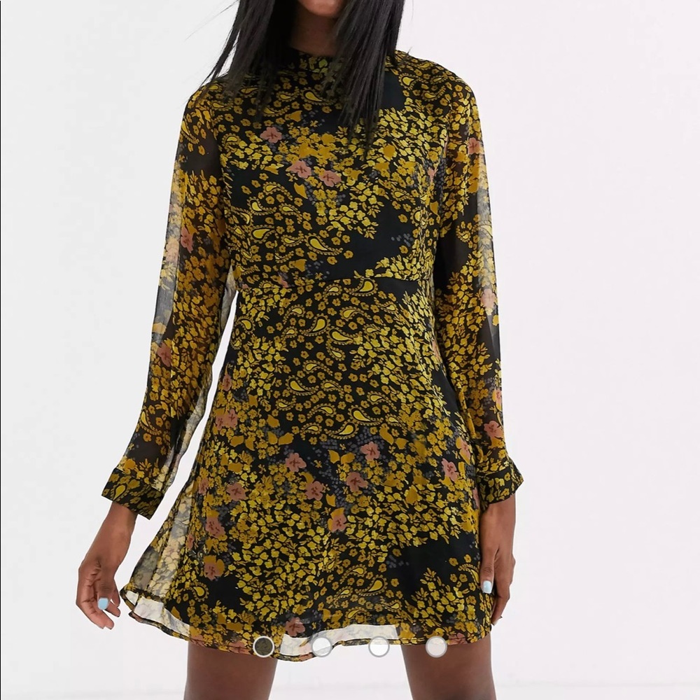 JDY high neck chiffon skater dress